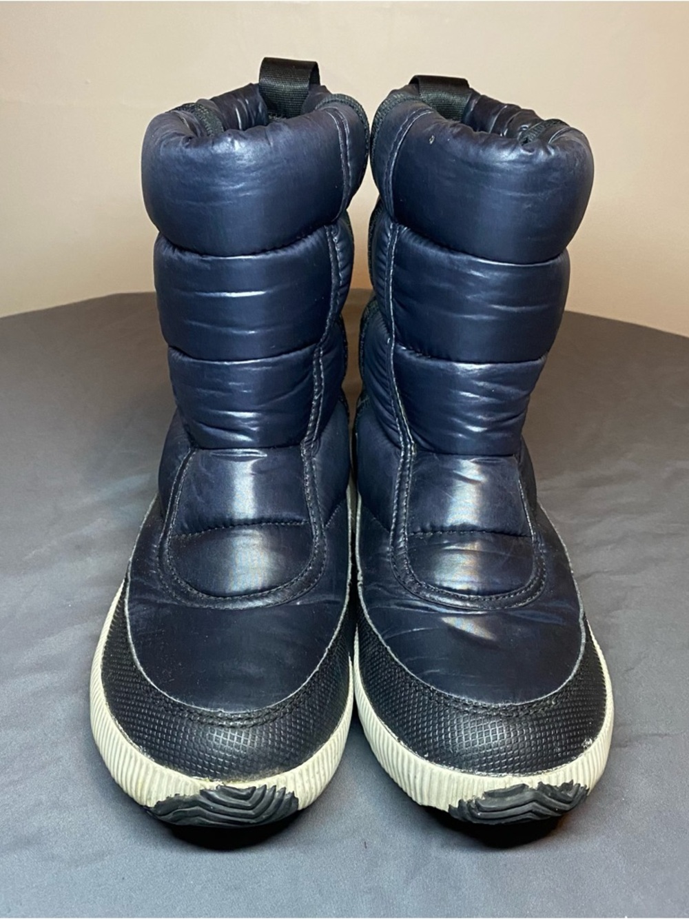 Sorel Puffy Snow Boots Women’s 9.5 Navy Waterproof Winter Insulated